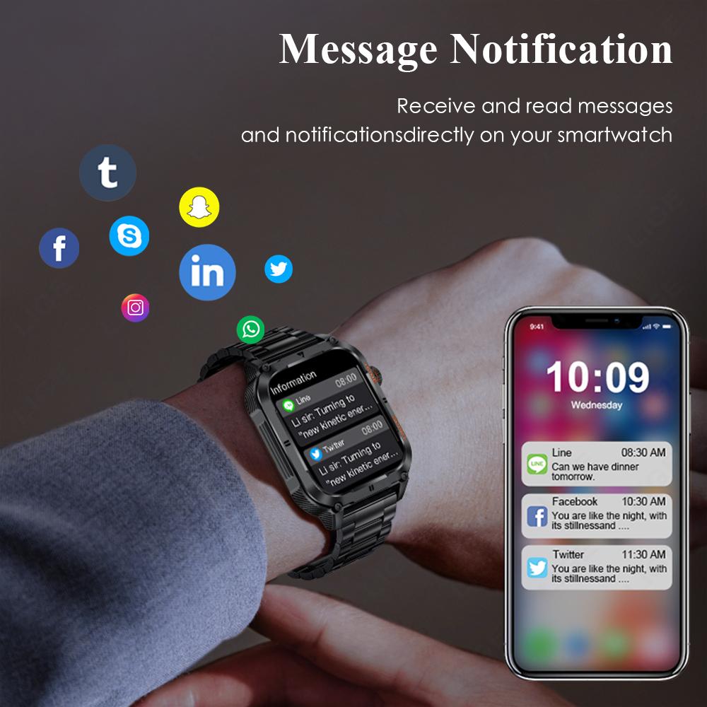 LIGE Pánské chytré hodinky Bluetooth volání Chytré hodinky 2,01 palcový monitor srdečního tepu Sportovní Fitness Vodotěsné chytré hodinky