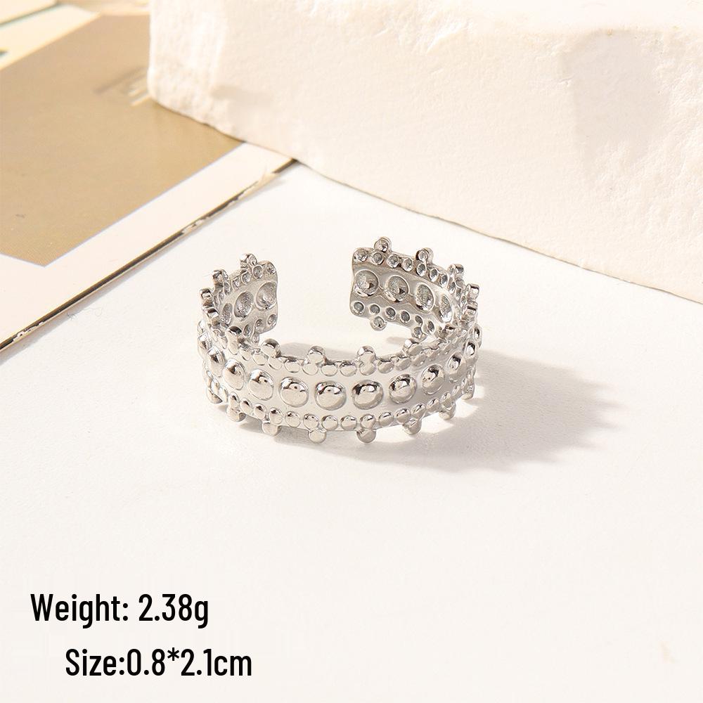 European Chic Irregular Open Ring Set with Creative Convex-Concave Texture for Women
