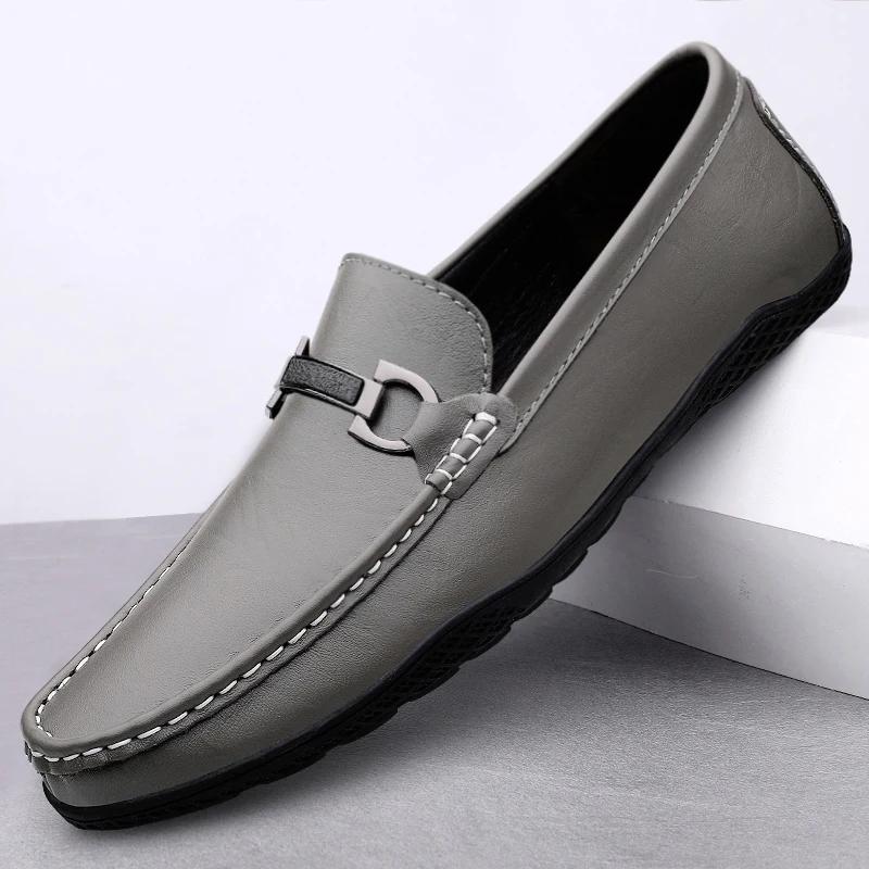 New Genuine Leather Men's Loafers Slip On Driving Shoes for Men Luxury Brand Casual Shoes Moccasin Male Walking Shoes