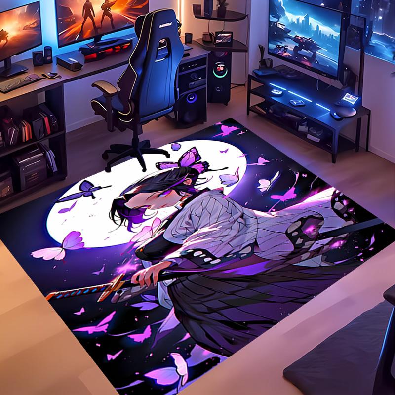 1pc Demon Slayer Shinobu Kocho Entrance Mat, Non-Slip Mat Area Rug,Room Decor, Outdoor Decor, Kitchen Rug,Doormat - Machine Washable, Easy To Clean
