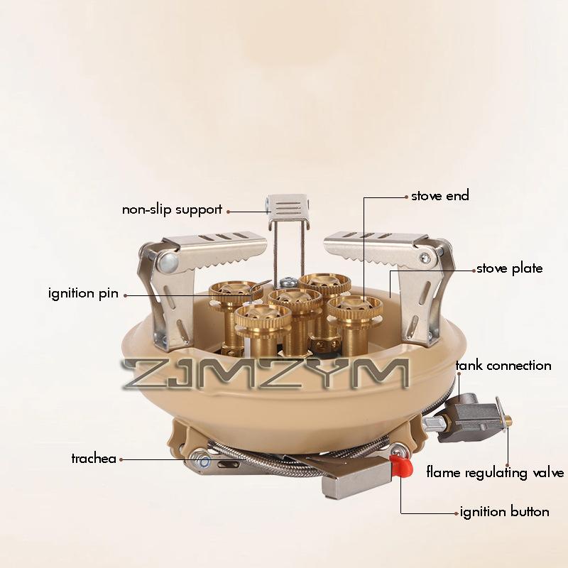 Camping Gas Stove IGT Portable Propane Butane Furnace Desktop Folding High-power Five-Cores Gas Furnace IGT Burner