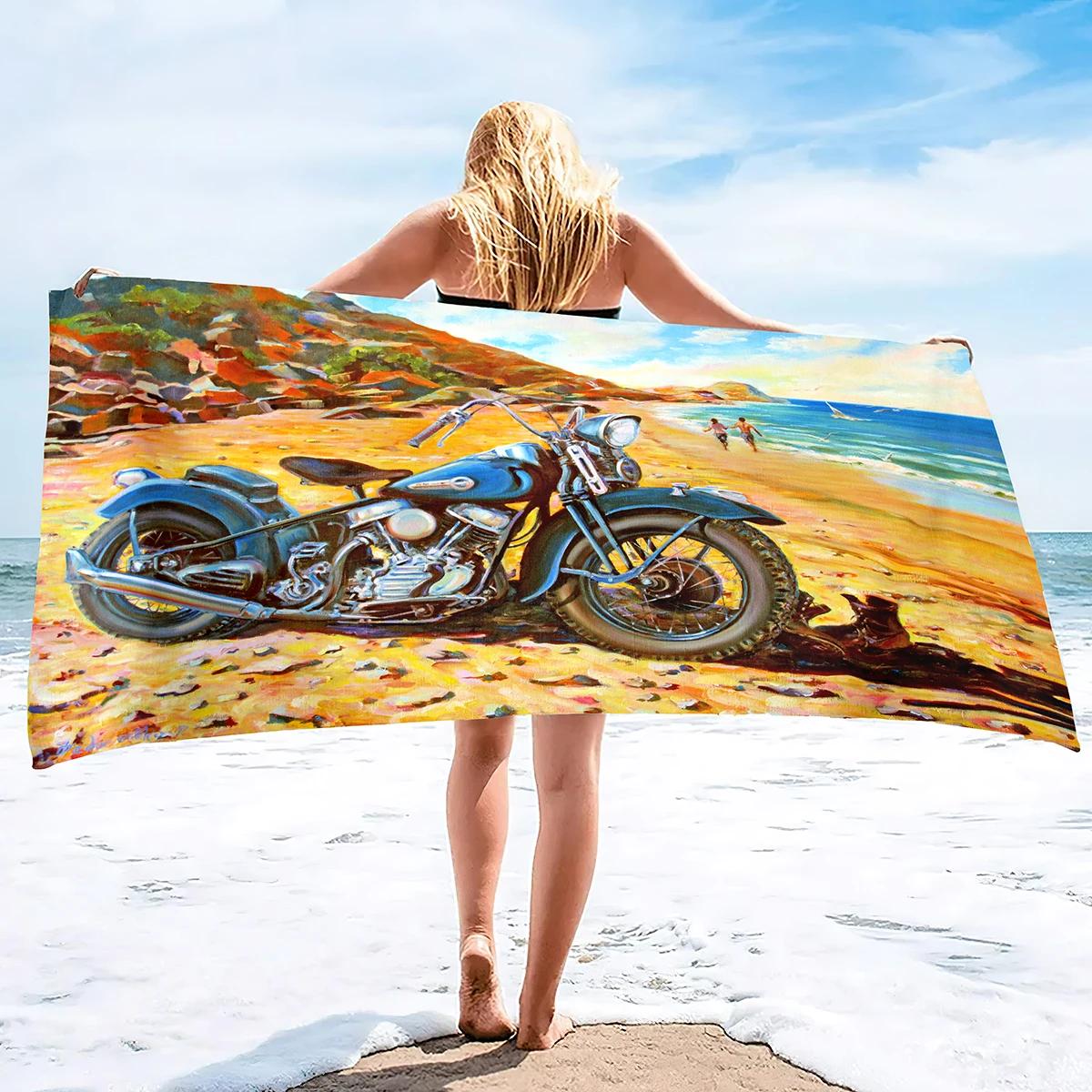 Sneldrogende Strandlakens Motorfiets Voertuig Zandvrij Ultrazacht En Badlakens Waterabsorberend Extra Groot Strandlaken Voor Jongens Mannen 100X50 cm(39X20in)