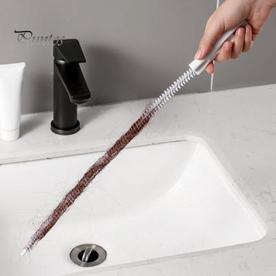 4Pcs 45CM Sewers Dredging Brush with Handle Flexible Nylon Bristle Sink Drain Cleaning Brush Pipe Cleaning Brush Kitchen Bathroom Accessories