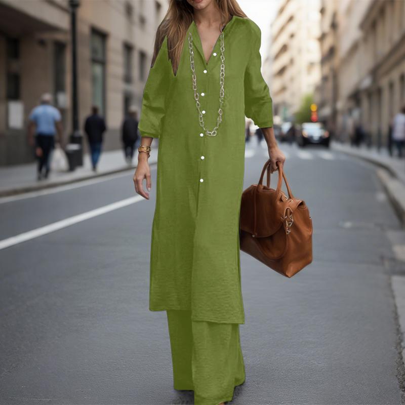 ZANZEA Women Casual Long Blouse and Pants Loose Two Piece Suit Sets