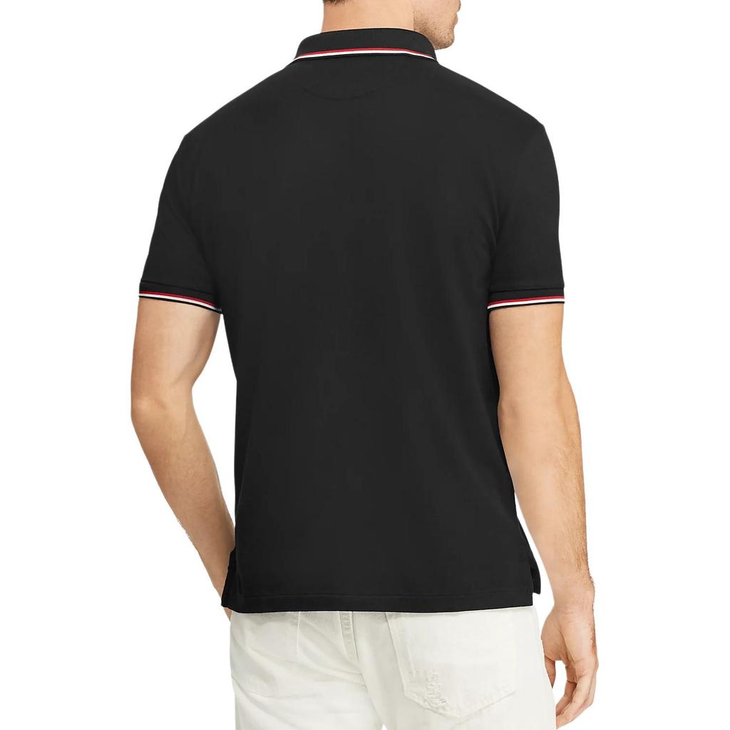 Polo Ralph Lauren SS25 Ριγέ Λεπτομέρεια Βαμβακερή Μπλούζα Πόλο με Κοντό Μανίκι Ανδρικά Τοπ 710750897-001