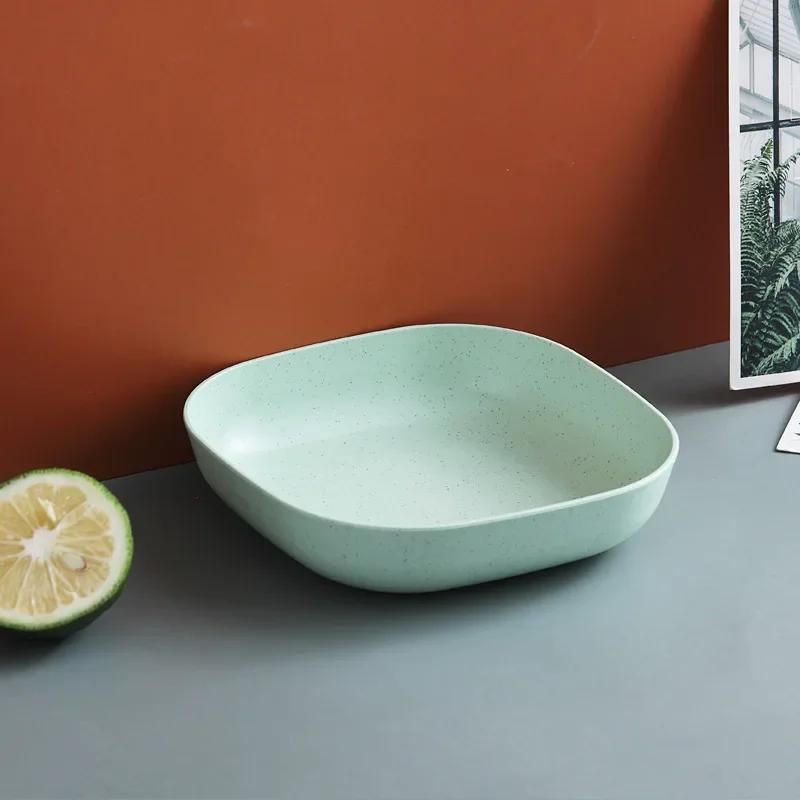 1/4Pcs/Set Dessert Plate Pure Natural Wheat Square Snack Straw Bowl Sauce Seasoning Dish Degradable ECO-friendly Tableware