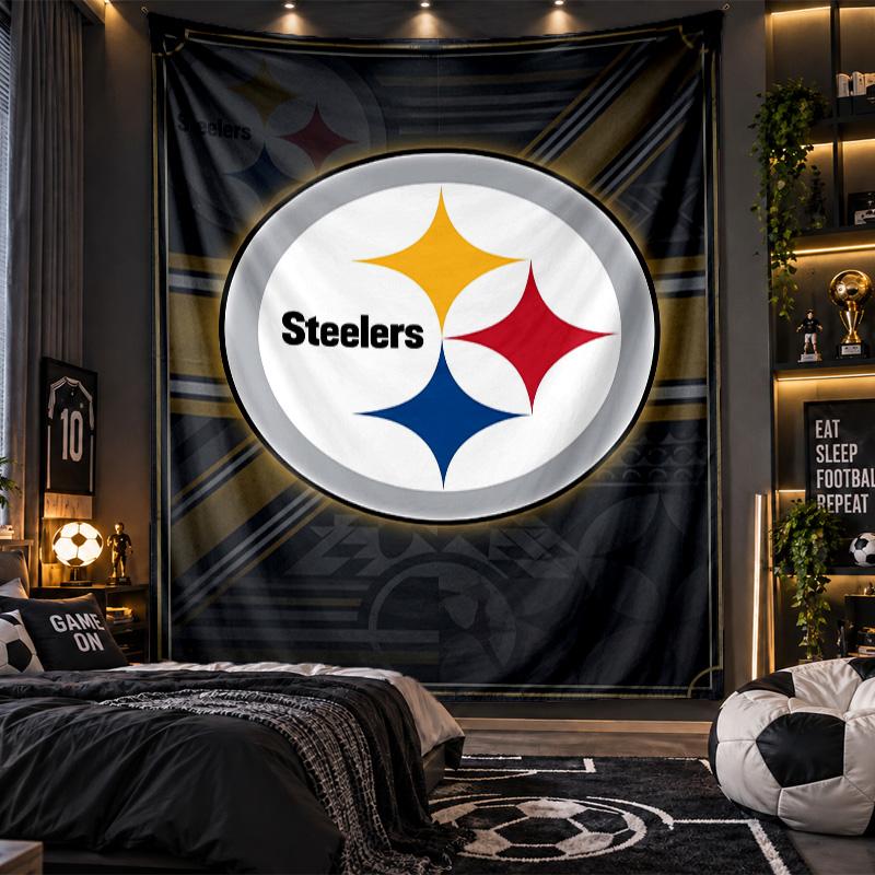 Wall Hanging Tapestry Pittsburgh Steelers Print Cloth for Living Room Bedroom Home Decor