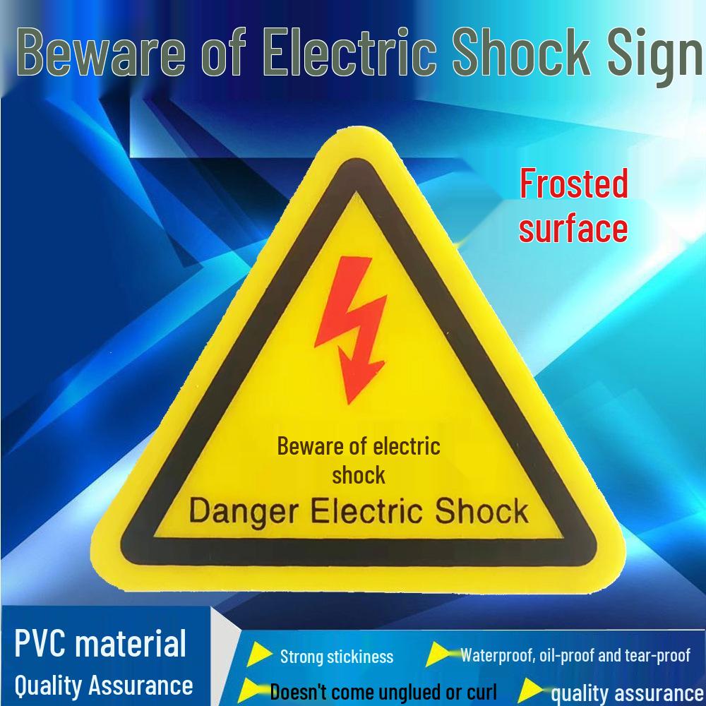 PVC Electrical Hazard Triangle Sign - Caution: Electric Shock Warning for Mechanical Equipment Safety