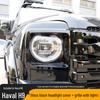 Haval H9 2nd Gen Headlight Frame Kit: Grille, ABS, LED Beads, Black Warrior Design