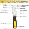 Multi Putty Knife Set Stainless Steel Blade Scrapers for Home DIY Paint Removal and Caulking Woodworking Essential Tools