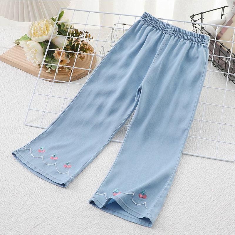 Girls' Mosquito Repellent Pants Summer Thin Denim Jeans Girls' Casual Imitation Denim Horn Outer Pants