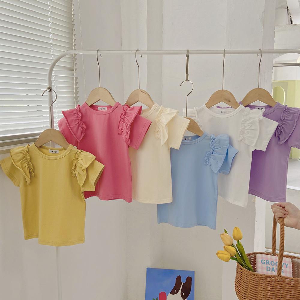 Girls' Casual Short-sleeved T-shirt - Spring/Autumn Children's Cute Top