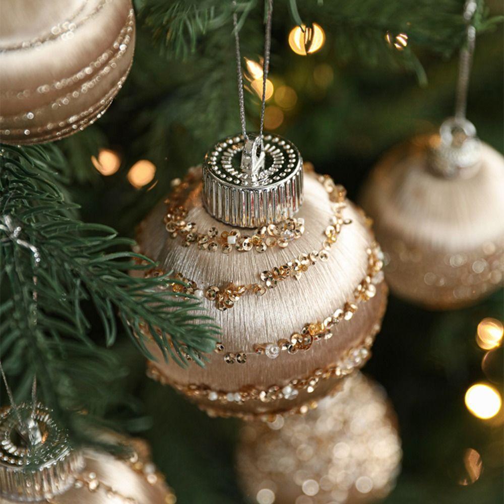 9pcs 6CM/8CM Christmas Hanging Balls White Champagne Xmas Tree Ornaments  Home New Year Decor