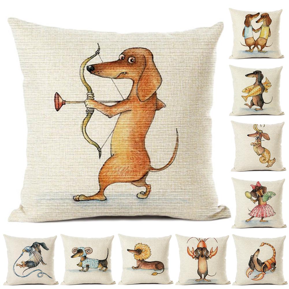 Funny Jezevčík Print Throw Pouzdro na polštář Potah na polštář Rozkládací pohovka Car Cafe Decor