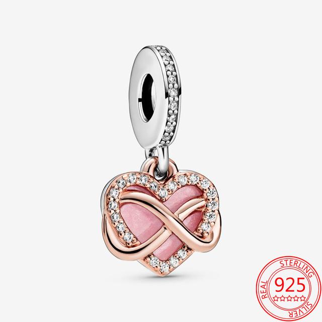 Authentic S925 Sterling Silver Love You Mom Infinite Heart Charm Fit Fashion 3mm Bracelet Diy 925 Silver Jewelry Girls Gifts