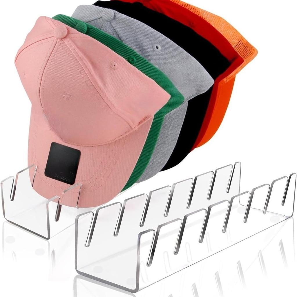 Acrylic Cap Storage Rack, Slotted Baseball Cap Display Rack, Can Accommodate 7 Baseball Caps Storage Organizers