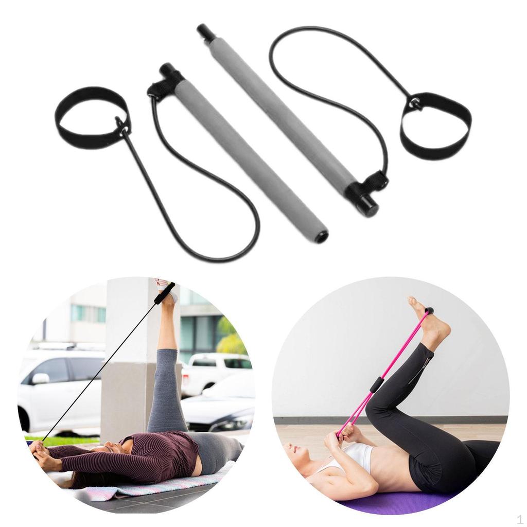 Section Pilates Bar with Resistance Bands for Home Fitness