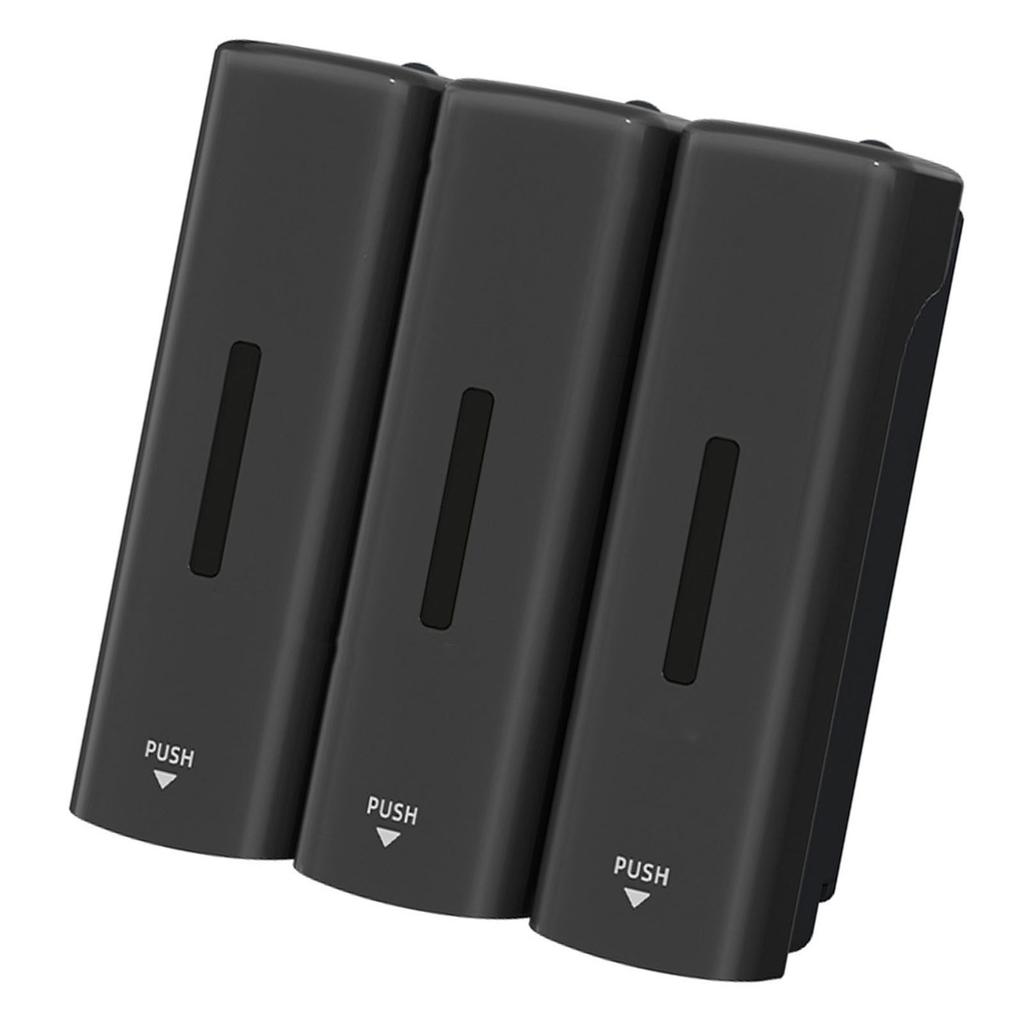 3 Chamber Manual Soap Dispenser Wall Mount Drip Liquid 350ml Each Capacity with Wide Opening Double Leakage Proof Pump