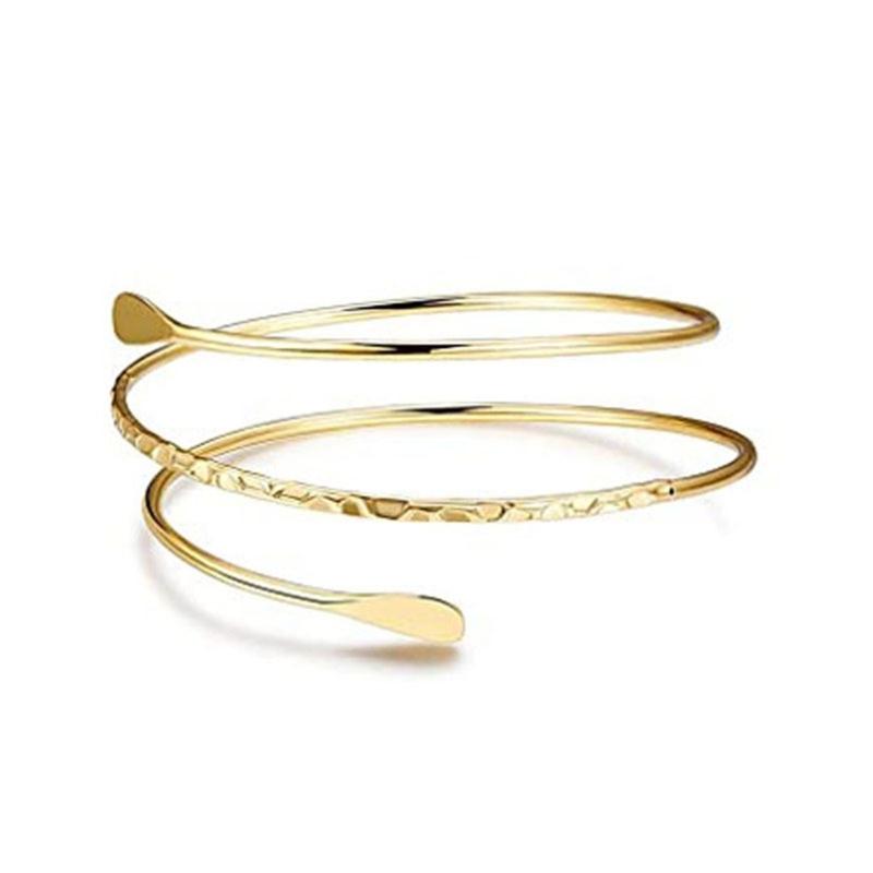 Assorted Open Cuff Bracelet Set, 8 Metal Arm and Wrist Accessories with Mixed Leaf, Wire and Chain Design Details