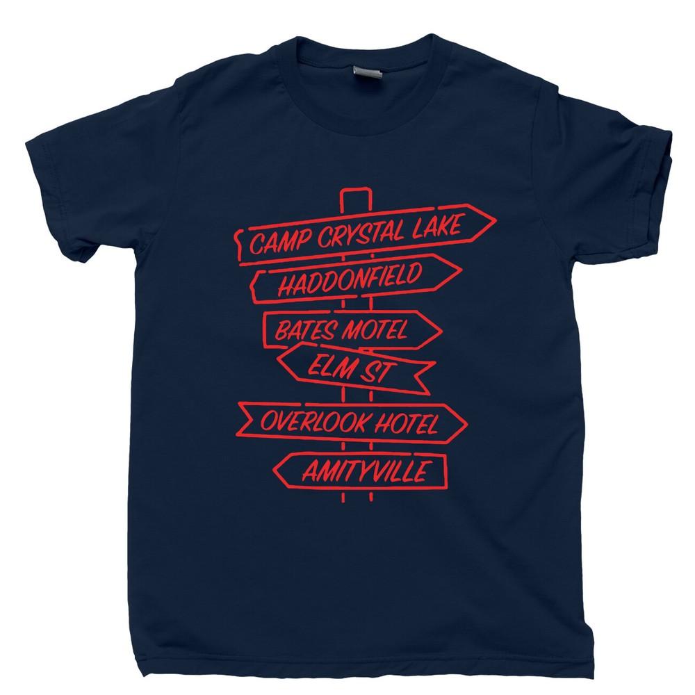 

Horror T Shirt Crystal Lake Freddy Elm Street Shining Amityville DVD Blu Ray Tee L
