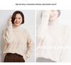 Women's Chunky Cable Knit Cashmere Sweater - Solid Color, Half-High Neck, Thickened Pullover for Autumn and Winter
