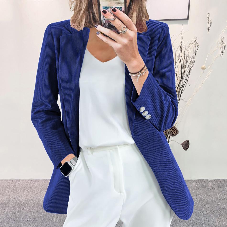 2022 Autumn/Winter Corduroy Cardigan - Slim Fit Solid Color Casual Professional Blazer