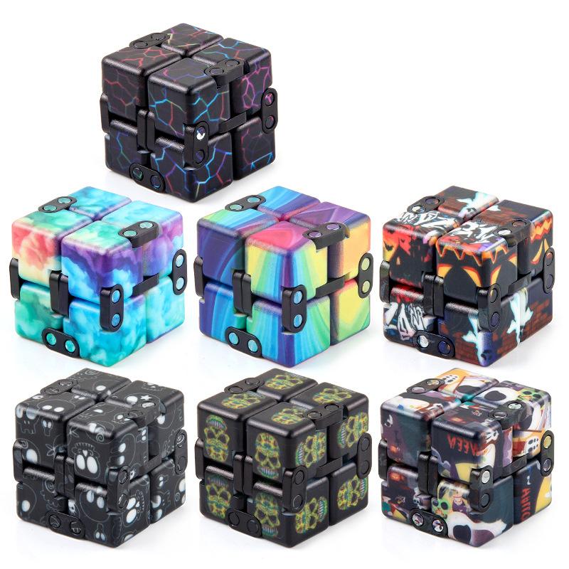 New Strange Decompression Toy Uv Print Camouflage Infinite Rubik'S Cube Halloween Folding Variety Flip Rubik'S Cube Fingertips Rubik'S Cube