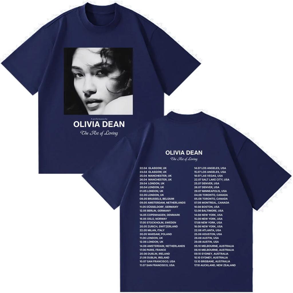 Olivia Dean Art of Loving Tour 2026 T-shirt Graphique Hommes Femmes Hip-hop Vintage T-shirts Amples Décontractés Coton Surdimensionné T-shirts