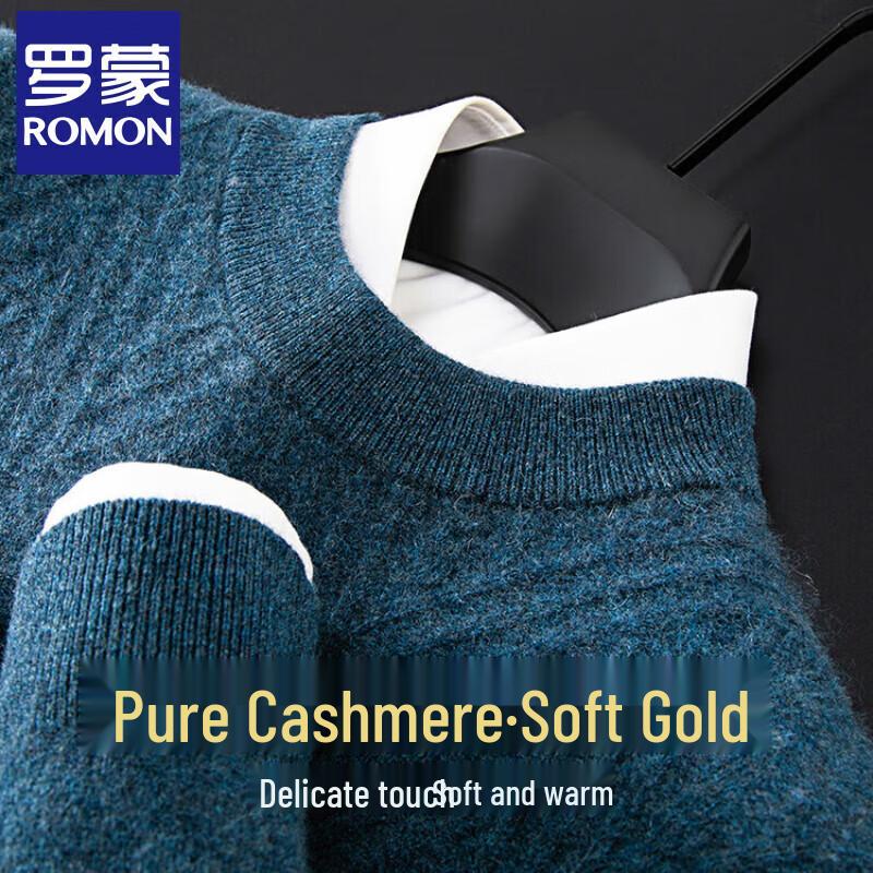 ROMON Men's 100% Cashmere Round Neck Pullover Sweater
