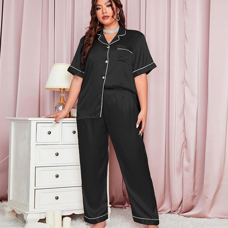 Danny Lin Summer Fashion Plus Size Casual Two-Piece Pajama Set with Loose Long Pants for Home Wear