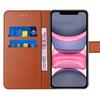 Coque + 2 Verres Trempés pour iPhone 11, Antichoc Cuir Synthétique Protection 360° - Marron