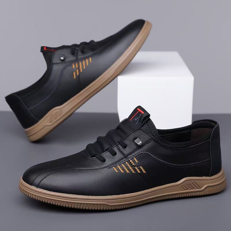 Fashion Men's All Seasons Stylish 2025 New Business Casual Shoes Soft Sole Leather Upper Waterproof Lightweight Slip On Driving Shoes