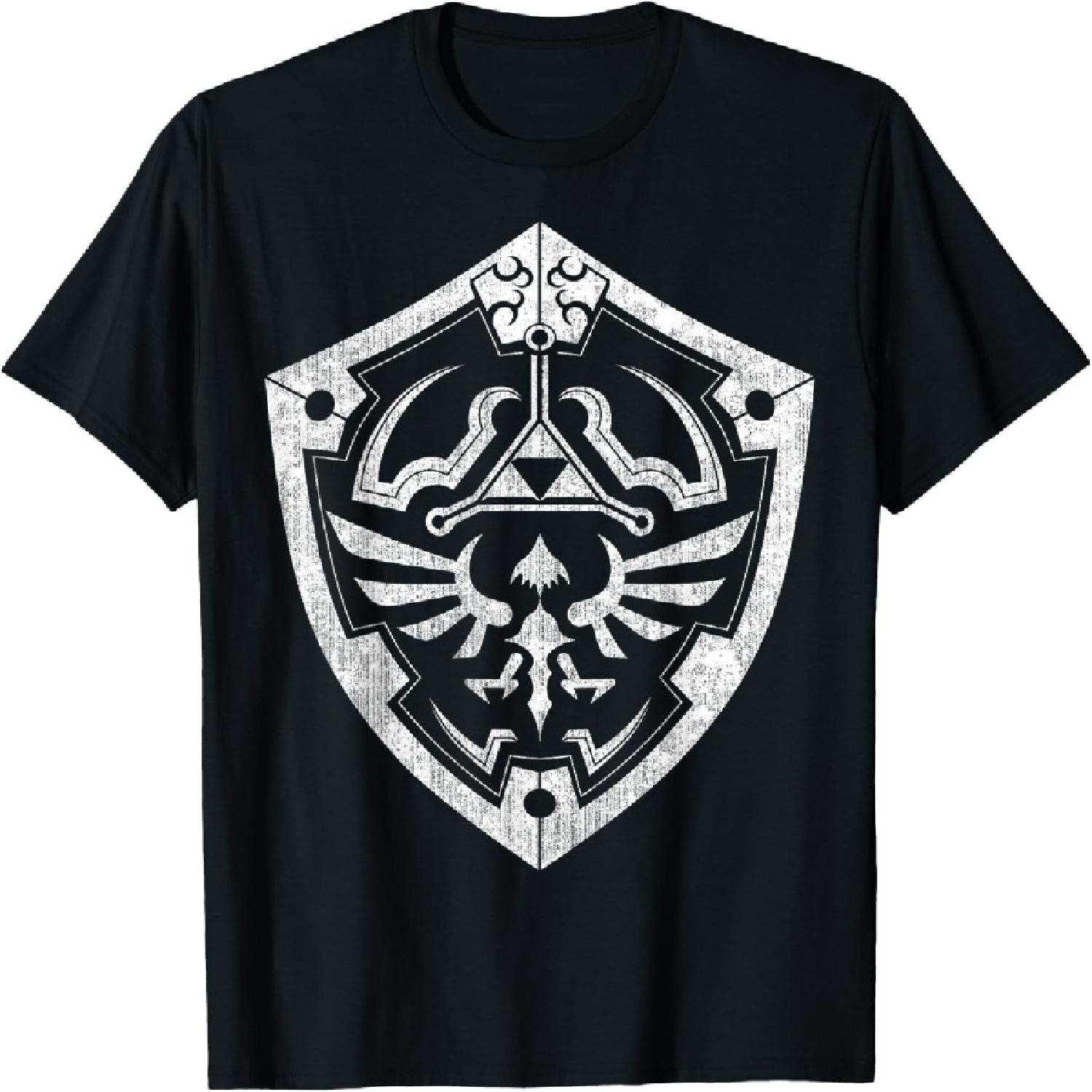 Nintendo Zelda Link s Hylian Shield Distressed Logo T-Shirt T-Shirt S
