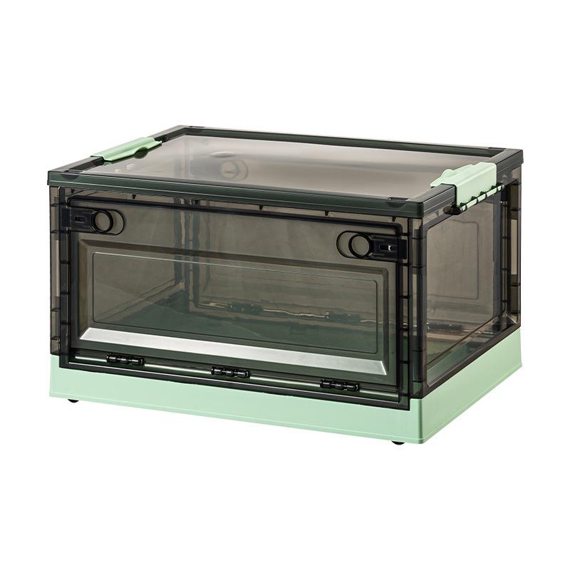Side-Opening Transparent Storage Box with Lid for Clothes, Toys, and Books - Large Plastic Organizer for Wardrobes.