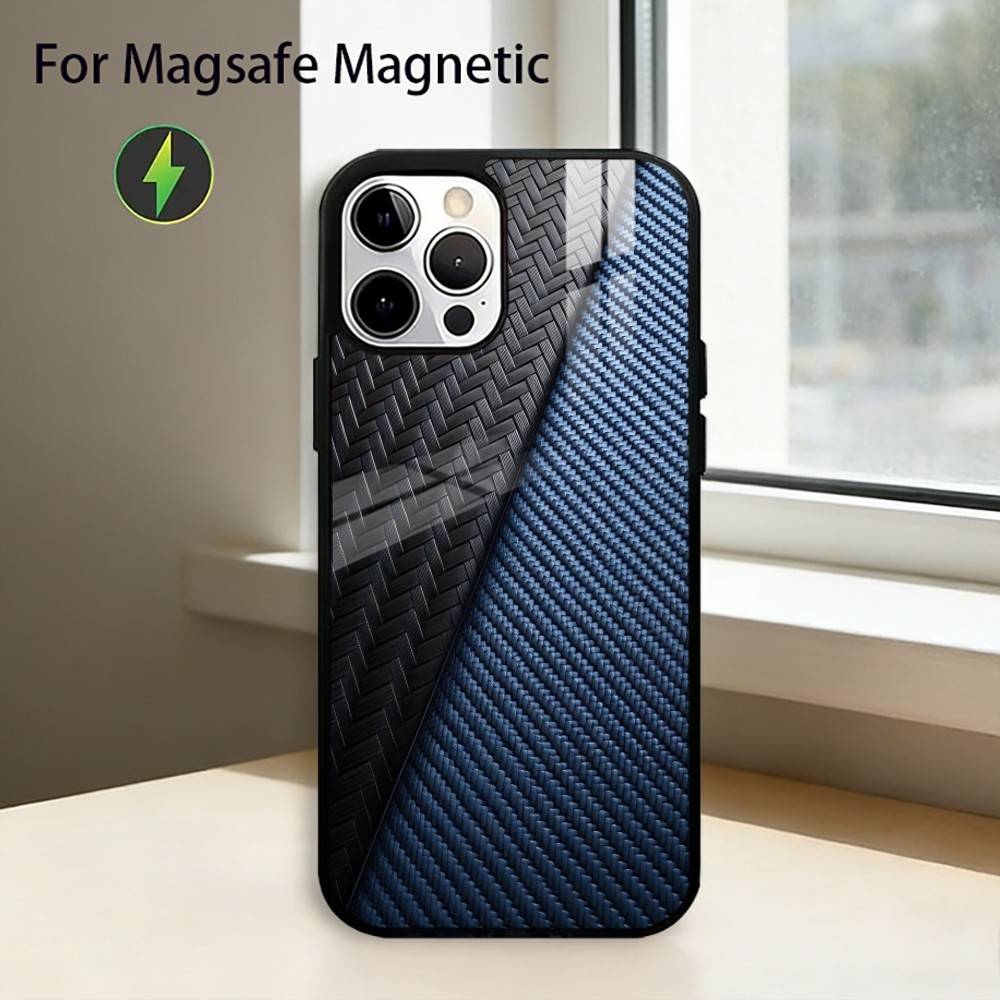 Car Carbon F-fibre Phone Case For iPhone17,16,15,14,13,12,11 Plus,Pro Magnetic For Magsafe Wireless Charging iPhone11PRO