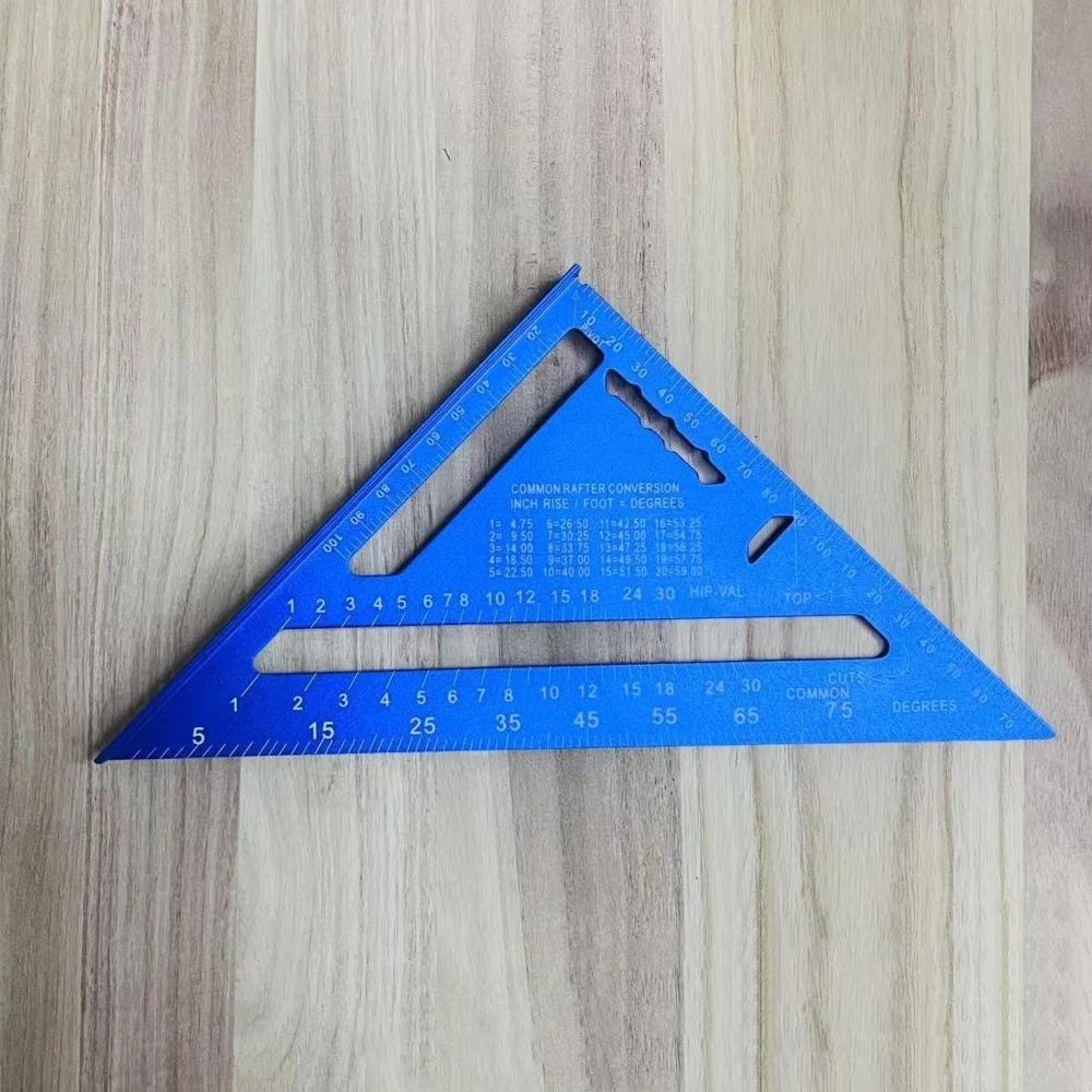 Aluminiumlegierung Dreiecklineal Zoll Metrisch Winkellineal für Holzbearbeitung Tischlerei Bauzeichnung Präzisionsmesswerkzeug
