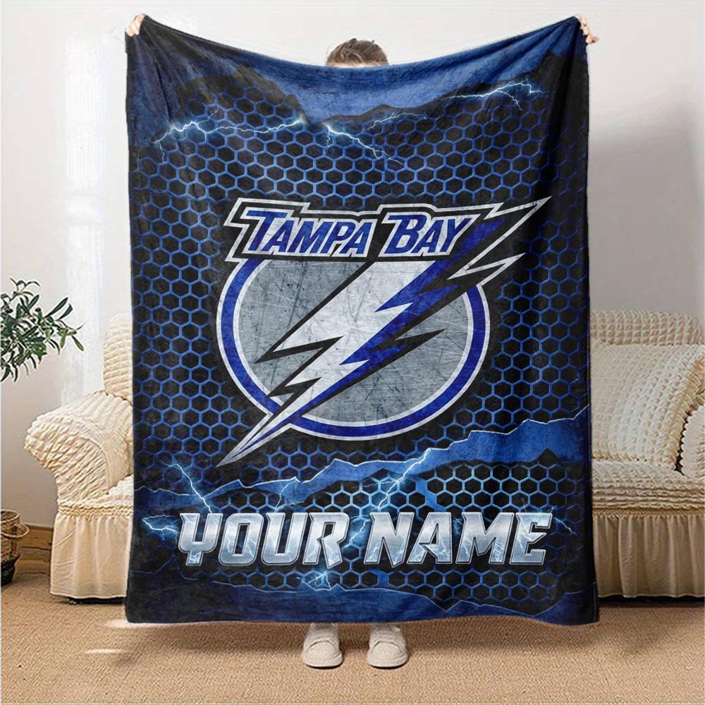 Name Custom Tampa Bay Lightning Print Flannel Blanket High Quality Warm Comfortable Cover for All Seasons Perfect for Gifts Home Decor