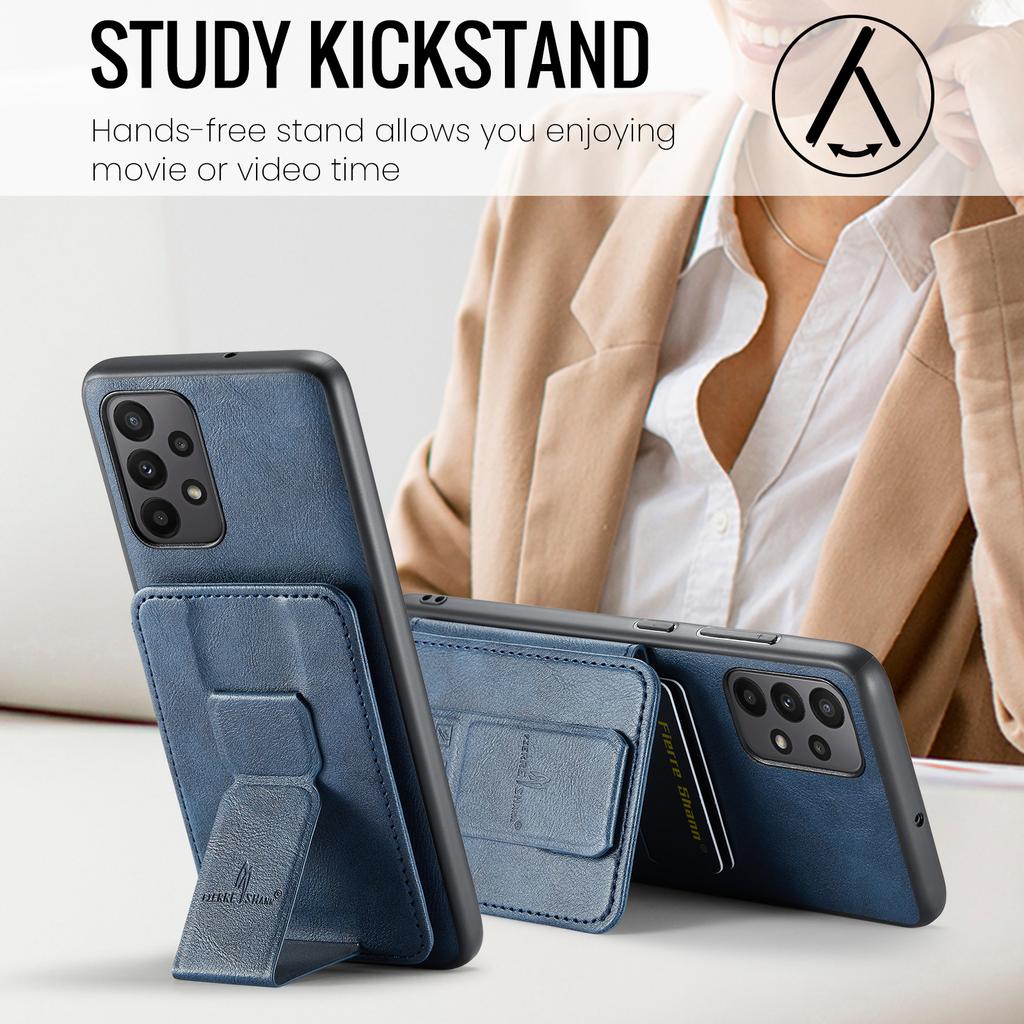 For Samsung Galaxy A23 4G Case Leather+TPU Phone Cover Built-in Magnetic Holder Metal Sheet