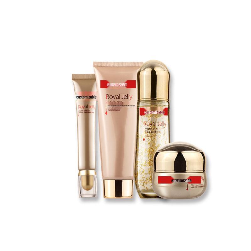 Royal Jelly Hydrating Skincare Set: Anti-Wrinkle Firming Cream, Toner, Lotion & Cleanser.