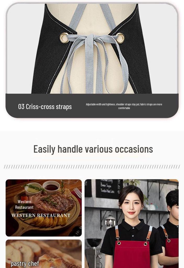 Waterproof Young Waiter Apron with Logo for Milk Tea Restaurant