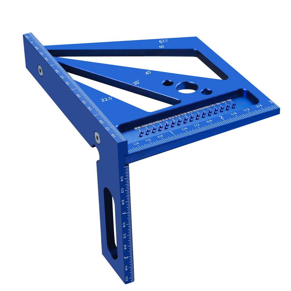 

3D многоугловая измерительная линейка. Универсальный деревообрабатывающий инструмент. Линейки с отверстиями и предустановленными углами для Imperial синий