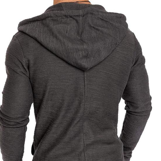 Herrekåpe Ensfarget Cardigan Slim Lang Vårjakke for Daglig Bruk