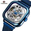 Fashion Forsining Top Men Mechanical Watches Automatic Self-wind Golden Transparent Mesh Steel Wristwatch For Man Male Hour