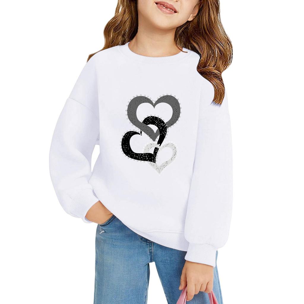 Mädchen Rundhals-Pullover für Kinder Bedruckte Baby-Oberteile Valentinstag