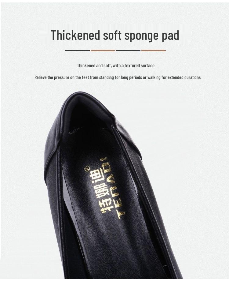Spring/Summer Low Heel Work Shoes for Middle-Aged & Elderly Women - Soft Sole, Professional Leather Shoes for Hotel & Flight Attendant Use.