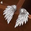 Women Retro Gothic Cool Jewelry Angel Wing Rhinestone Ear Jacket Earrings