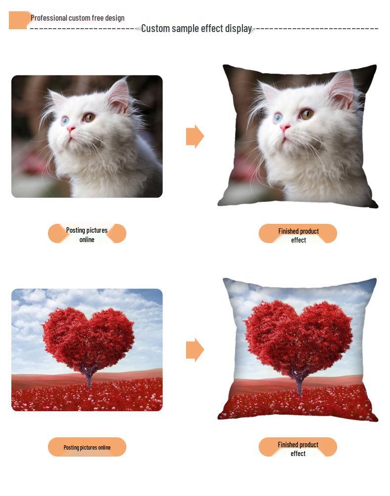 European Linen Cat Print Sofa Pillow Cover