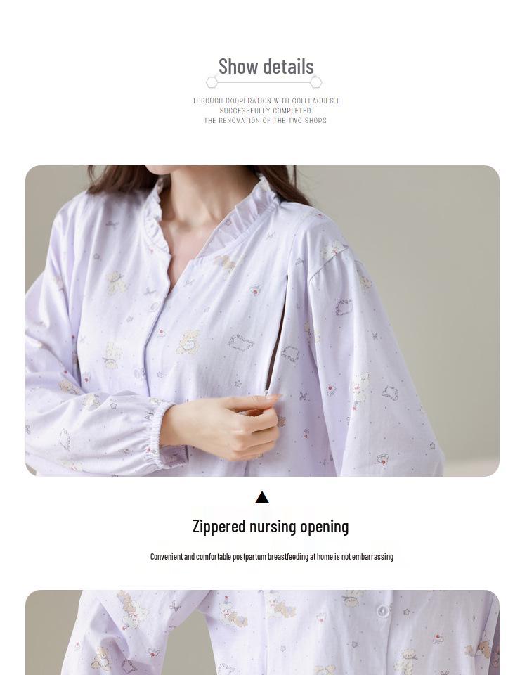 Four Seasons A-Class Antibacterial Cotton Maternity Pajamas for Labor, Postpartum, and Nursing