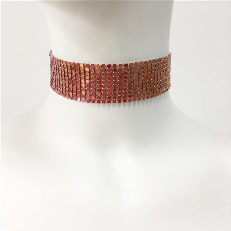 

Преувеличенное металлическое ожерелье с пайетками для вечеринок и музыкальных мероприятий, панк, хип-хоп чокер, ювелирные изделия, эффектные аксессуары для женщин, потрясающее эффектное ожерелье One Size бордовый металлик