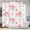 Elegant Pink Pig Print Shower Curtain Set For Bathroom Decor With Hooks Waterproof Fabric In White Pastel Colors
